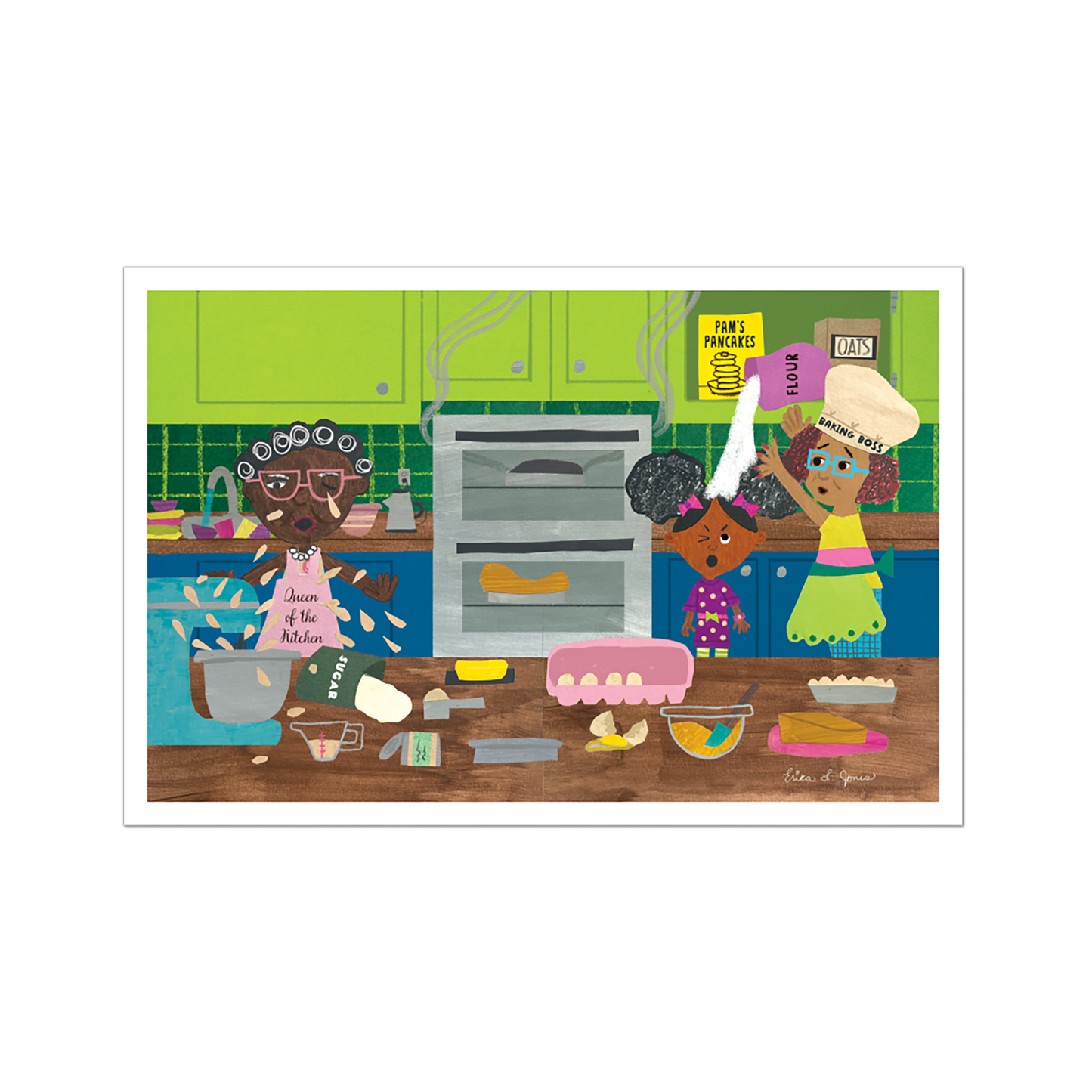 ZARA IN THE MIDDLE OF THE KITCHEN GICLEE PRINT 11" X 17"